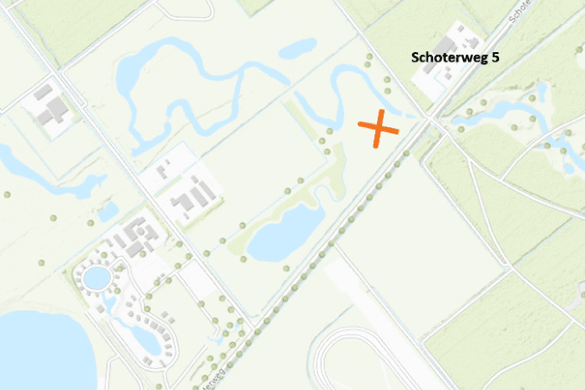 Plattegrond van de locatie van de Boomfeestdag, Schoterweg 5.